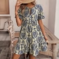 thumbnail image 6 of Scacto Women Summer Dresses Short Sleeves V-Neck Ruffle Floral Flowy Boho Dress Mini Short Beach Vacation Sundress, 6 of 6