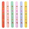 thumbnail image 1 of 6Pcs Lovely Cartoon Silicone Clap Bracelets Creative Graduated Scale Ruler Wristbands Patted Bracelets for Children Kids (Yellow Red Purple Green Blue Pink), 1 of 5