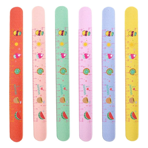 EeaseMX 6 pulseras de silicona con dibujos animados para niños, con regla graduada, para aplaudir (amarillo, rojo, morado, verde, azul y rosa)
