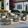 thumbnail image 2 of Vcatnet Outdoor Patio Furniture with Swivel Rockers 6 Pieces Sectioal Sofa All Weather Wicker Conversation Set with Ottoman for Porch, Deck, Black, 2 of 10