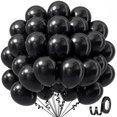 thumbnail image 1 of Globos de fiesta Awenztech de látex negro, 30 cm, 50 unidades, con cinta, 1 of 7