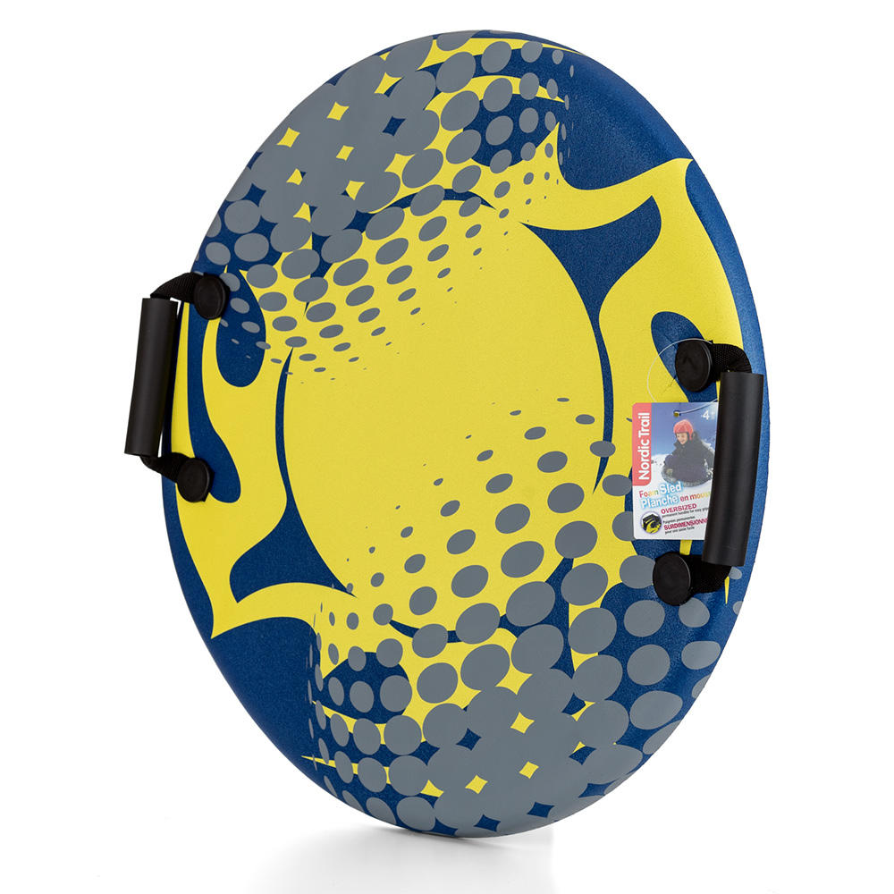 Round Foam Snow Sled with 2 Permanent Handles, 23" Diameter 1 Pc/Pack