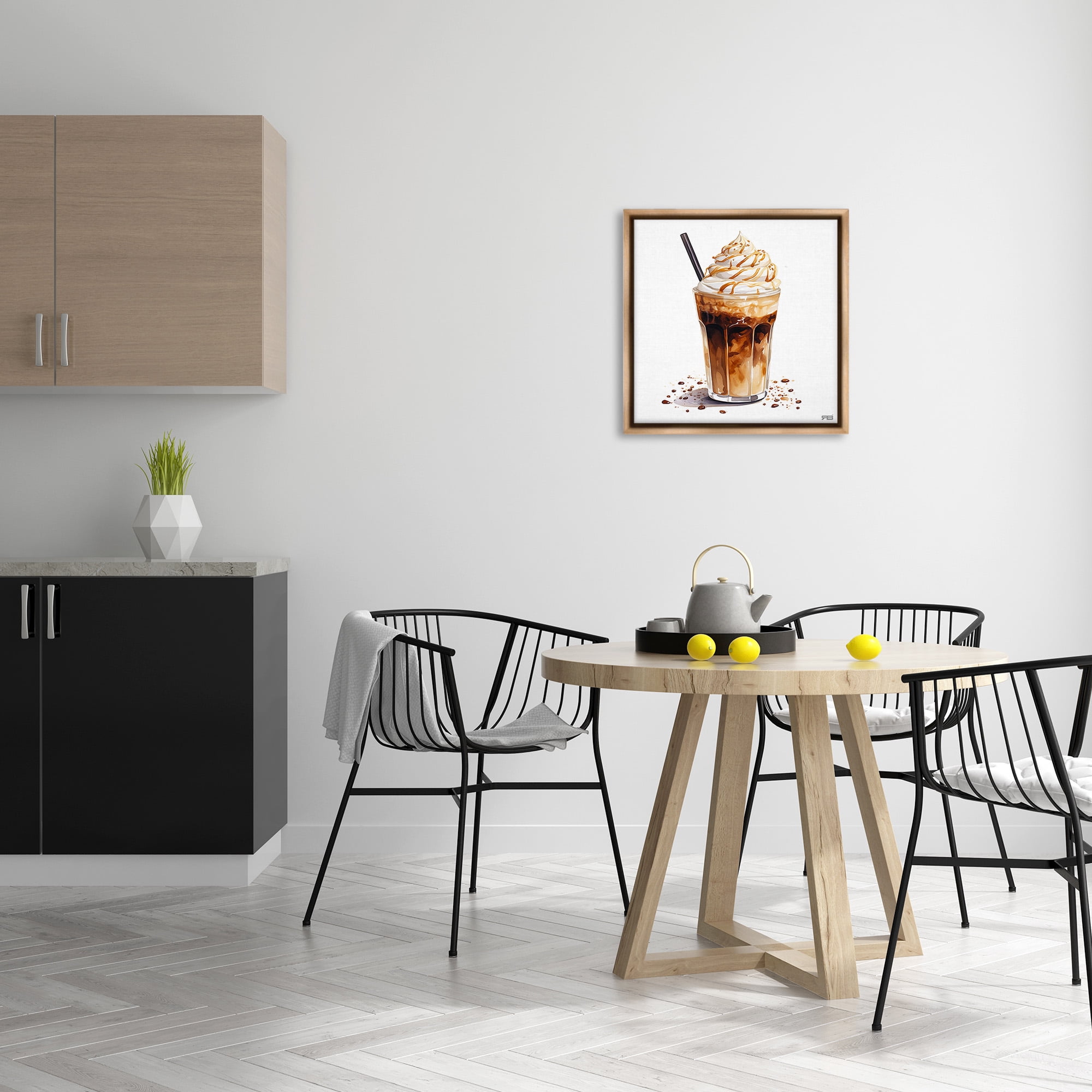 Stupell Industries Coffee Dessert Drink Food & Beverage Painting Brown Floater Framed Canvas Art Print Wall Art, 25 x 25