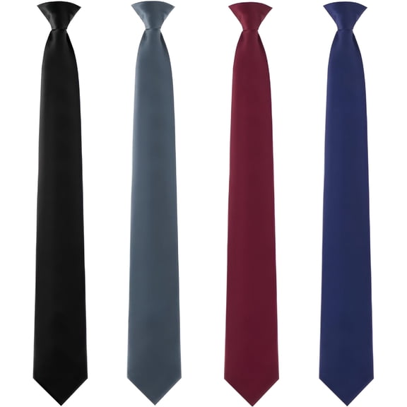 TELOLY 4 Pcs Men'S Clip-On Ties Solid Color Pretied Clip-On Neckties Clip on Ties for Men