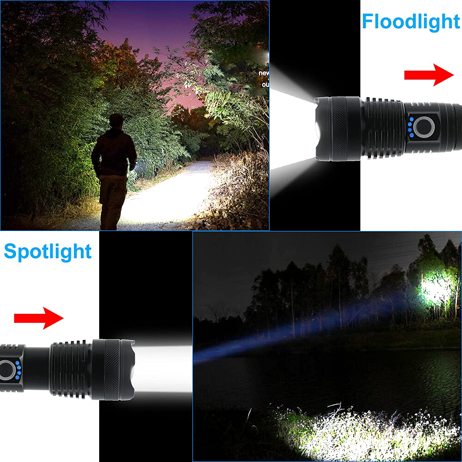 Rechargeable LED Flashlight, Super Bright Tactical Flashlights, 10000 High  Lumen Flashlights, Modes Zoomable Flashlights, Waterproof Flashlight, for  Camping, Outdoor Activities and Emergencies