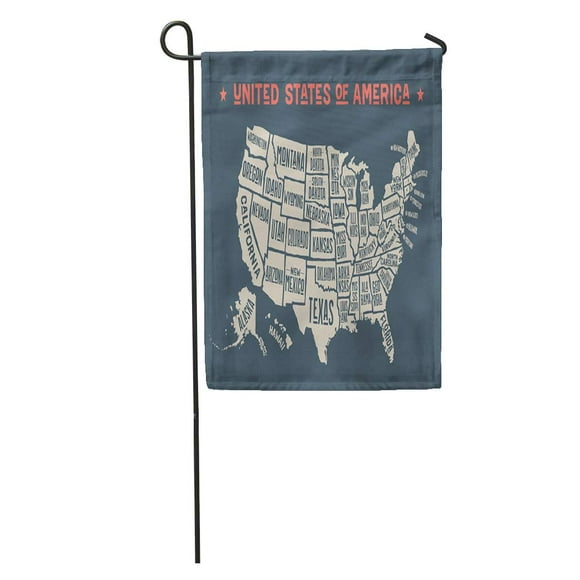 POGLIP Vintage Map of United States America Names Black and White USA Geographic Themes Country Garden Flag Decorative Flag House Banner 28x40 inch