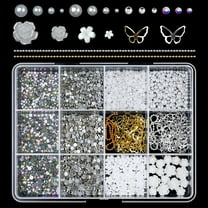 FSTDelivery Nail Charms Nail Art Kit, Boxes of Nail Gems Nail Art Tools Nail Rhinestones for Nails, Nail Supplies 3D Nail Charms and Gems Nail Decals Nail Pearls for Professional Manicure Designs