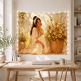 thumbnail image 5 of African American Woman with Sunflowers in a Sunlit Outdoor Setting Romantic Boho for Nature Lovers Botanical Wall Art Mother's Day Gift Tapestry Wall Hanging for Bedroom and Living Room, 5 of 7