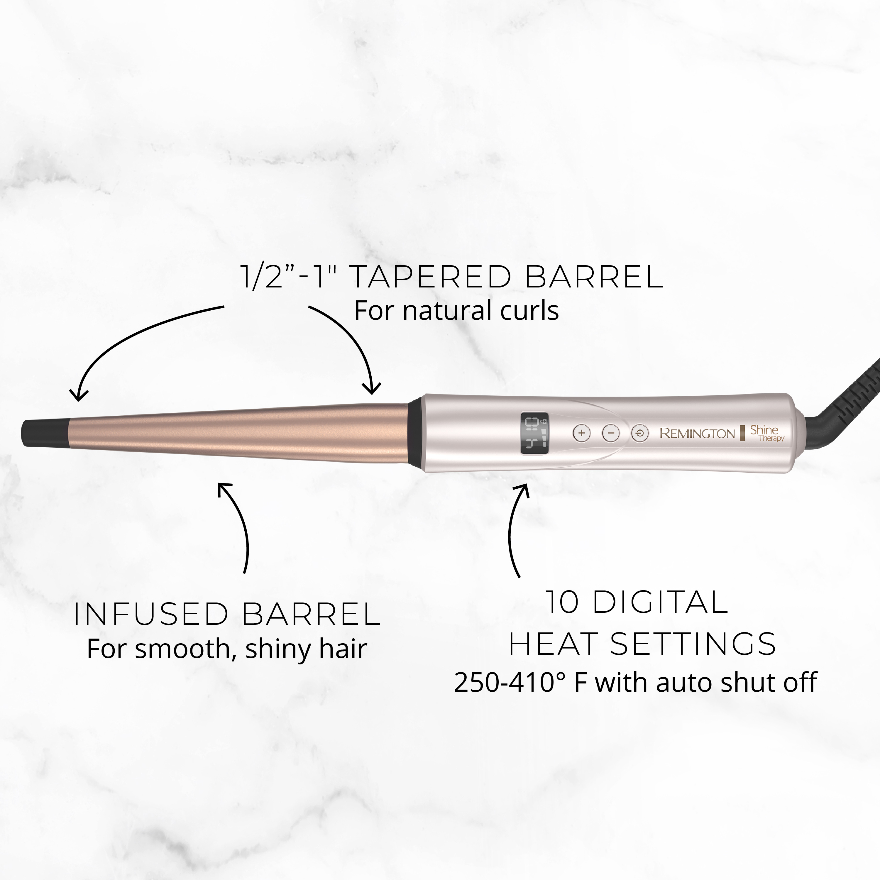 Remington Shine Therapy Tapered Curling Wand ½-1" photo 8