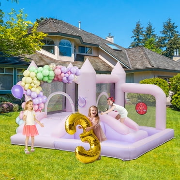 UBesGoo Bounce House, Inflatable Bounce Castle with Blower for Kids 3-10, Outdoor Indoor Bouncy House for Park Backyard with Slide, Jumping Area, Ball Pool, Basketball Hoop (120" x 104" x 72")