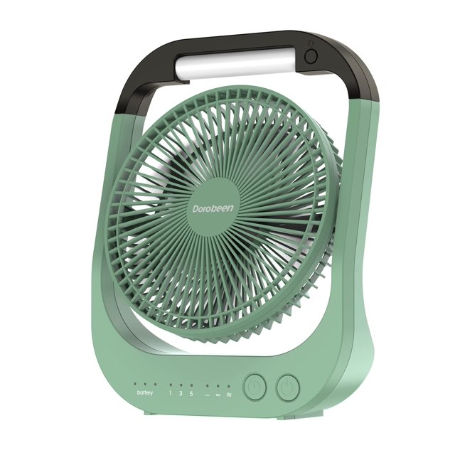 Ventilador recargable Dorobeen de 8 pulgadas con luz LED y temporizador de 10000 mAh