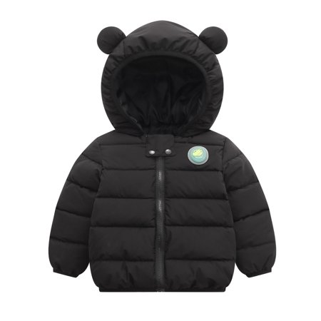 

EHTMSAK Children Boy Girls Thicken Fall Winter Puffer Jacket Toddler Baby Long Sleeve Zip Up Outerwear Hooded Padded Coat Black 2Y-8Y 80