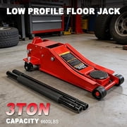 Jack Boss 3 Ton Floor Jack, 6600LBS Capacity Hydraulic Car Jack, Low Profile Portable Jack with Dual Pumps, Quickly Lift Steel Service Jack, Lifting Range 3-1/8 Min to 20 Max Red
