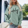 thumbnail image 2 of JIAYUE Women's Sweatshirt Autumn Winter Letter Print Crewneck Pullover Long Sleeve Hoodless Sweatshirts Casual Soft Comfortable And Outdoor Play Wear, 2 of 4