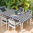 thumbnail image 2 of Easter Table Cloths for 3 Foot Rectangle Tables, Spring Bunny Botanical Blooms Flowers Black Plaid Patio Waterproof Elastic Fitted Tablecloths, Washable Rectangular Table Cover for Camping, 2 of 8