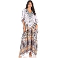 thumbnail image 5 of Sakkas Yeni Women's Short Sleeve V-neck Summer Floral Long Caftan Dress Cover-up - 507 - One Size, 5 of 11