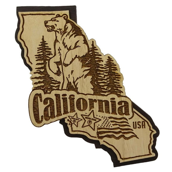 USA California State Map Wooden Magnet Souvenir Fridge Magnet Gift