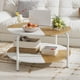 thumbnail image 3 of GETHFSA 31.5” Round Coffee Table, 2-Tier with Storage Shelf - White & Natural Split-Color Top, Heavy Duty Metal Frame for Living Room, Apartment, Dorm, 3 of 11