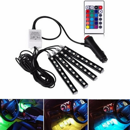 4 Piece Multicolor 36 Leds Car Interior Atmosphere Strip Lights 4 Piece Multicolor 36 Leds Car Interior Atmosphere Strip Lights Decorative Lamp Waterproof Neon