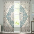 thumbnail image 2 of Traditional Blue, Sheer Curtains 63 Inches Length 2 Panels Set, Window Sheer Curtains for Living Room/Bedroom, Grey Abstract Middle Century Flower Light Filtering Rod Pocket Curtain 52'' x 63'' x 2, 2 of 7