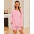 thumbnail image 2 of Ekouaer 3 Piece Waffle Knit Lounge Set for Women, Long Sleeve and Cami Top with Shorts Pajama Sets for All Seasons, 2 of 6