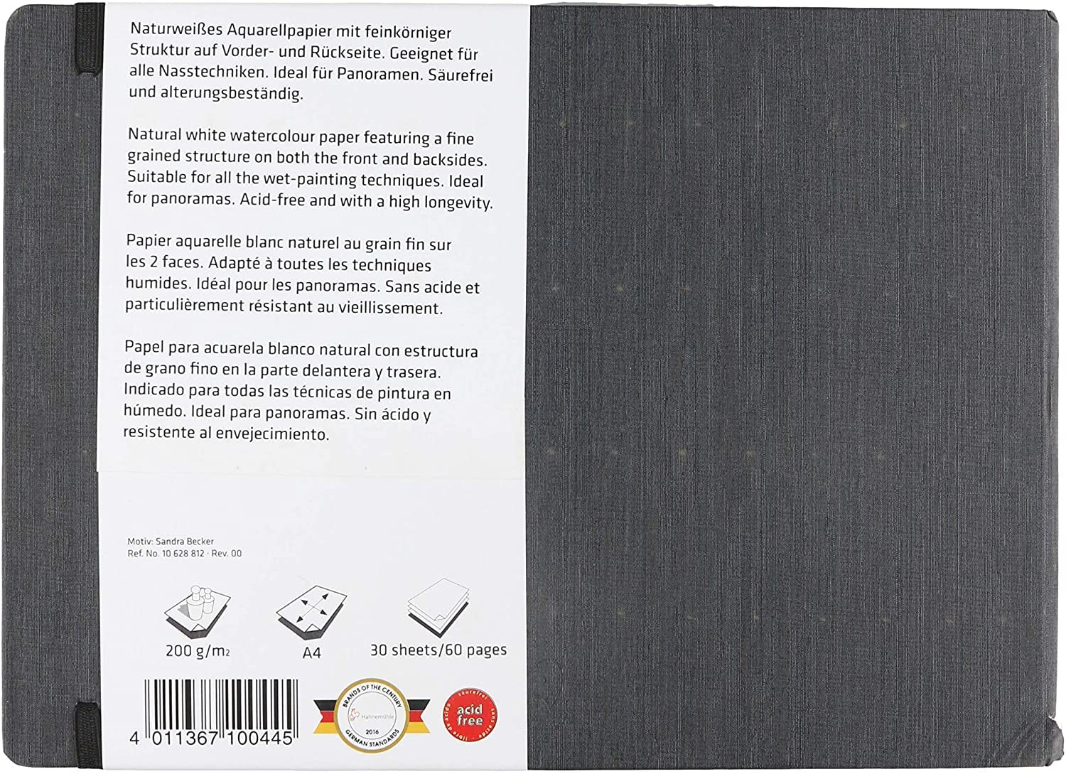 Hahnemuehle Akademie Watercolor Paper Book, 30 Pages, Landscape, 8.2" x 11.6"