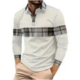 thumbnail image 2 of Zylanna Men's Long Sleeve Polo Shirts, Spring Fall Color Block Turndown Collar Slim Fit Casual Pullover Tops for Man White, 2 of 6