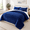 Navy Blue-Queen 86"x86", variant on Dark Grey Queen 86"x86" 3-Layer Luxury Flannel Fleece Plush Sherpa Bed Blanket Set