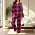 thumbnail image 6 of Vetsdori Womens Long Sleeve Pajamas Sets Casual Plus Size Nightwear Checkered Soft,2 Pieces Holiday Pajamas for Women, 6 of 7