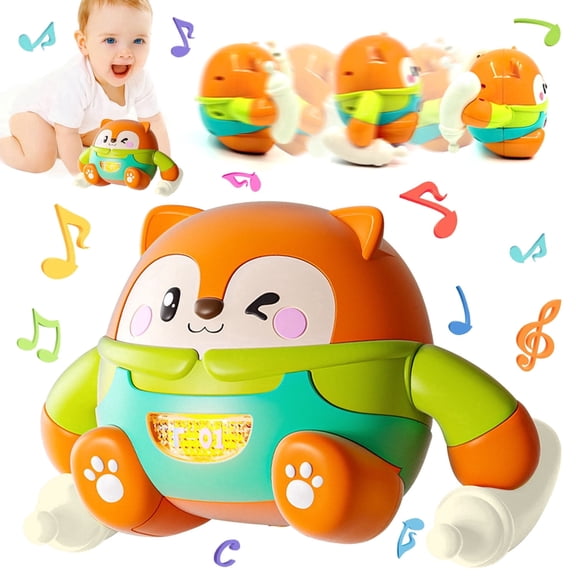 Crawling Baby Toy 6-12 Months Boys Girls, Electric Rolling Fox Tummy Time Toy with Music, Interactive Learning Toys for Infants 3-6  Months, Baby Toys 0-6 Months, Gifts for 1 Year Old Boys Girls