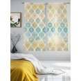 thumbnail image 3 of Boho Sheer Curtains 2 Panels Set Moroccan Trellis Yellow Argyle Geometric Flower Texture Sheer Window Curtains Light Filtering Rod Pocket Voile Drapes for Bedroom Living Room 52"X72", 3 of 9