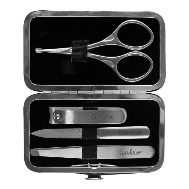Set de manicura Kershaw KMCURE para hombre de acero inoxidable de 4 piezas