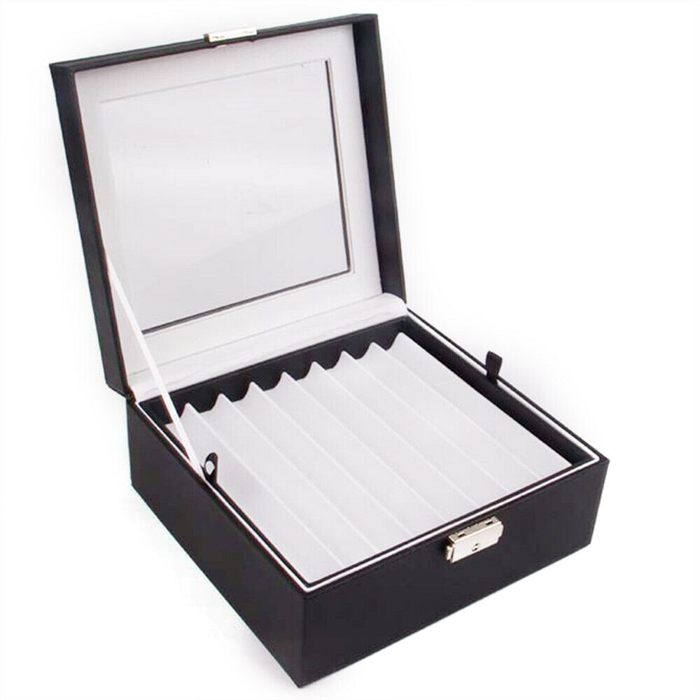 Pen Display Box 2 Layer PU Leather Pen Display Case with Glass Window