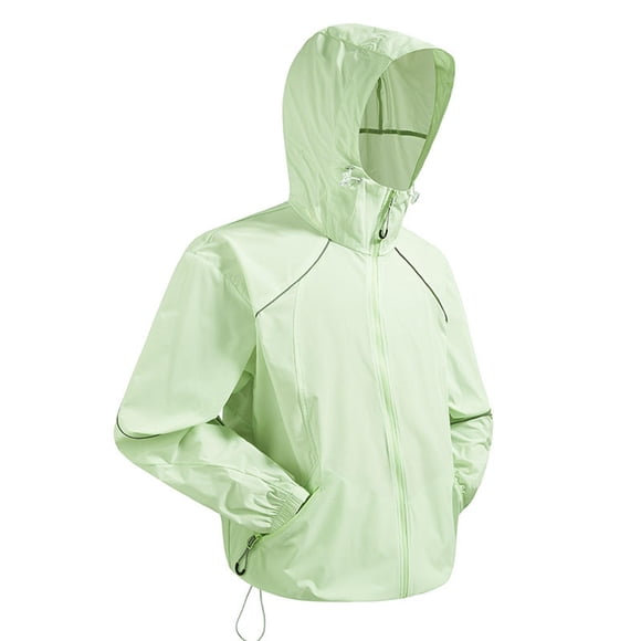 Men's Sun Protection Hooded Jacket, UPF50+ Lightweight Running & Hiking Windbreaker with Zippered Pockets, Breathable Long Sleeve Athletic Shirt for Outdoor Sports