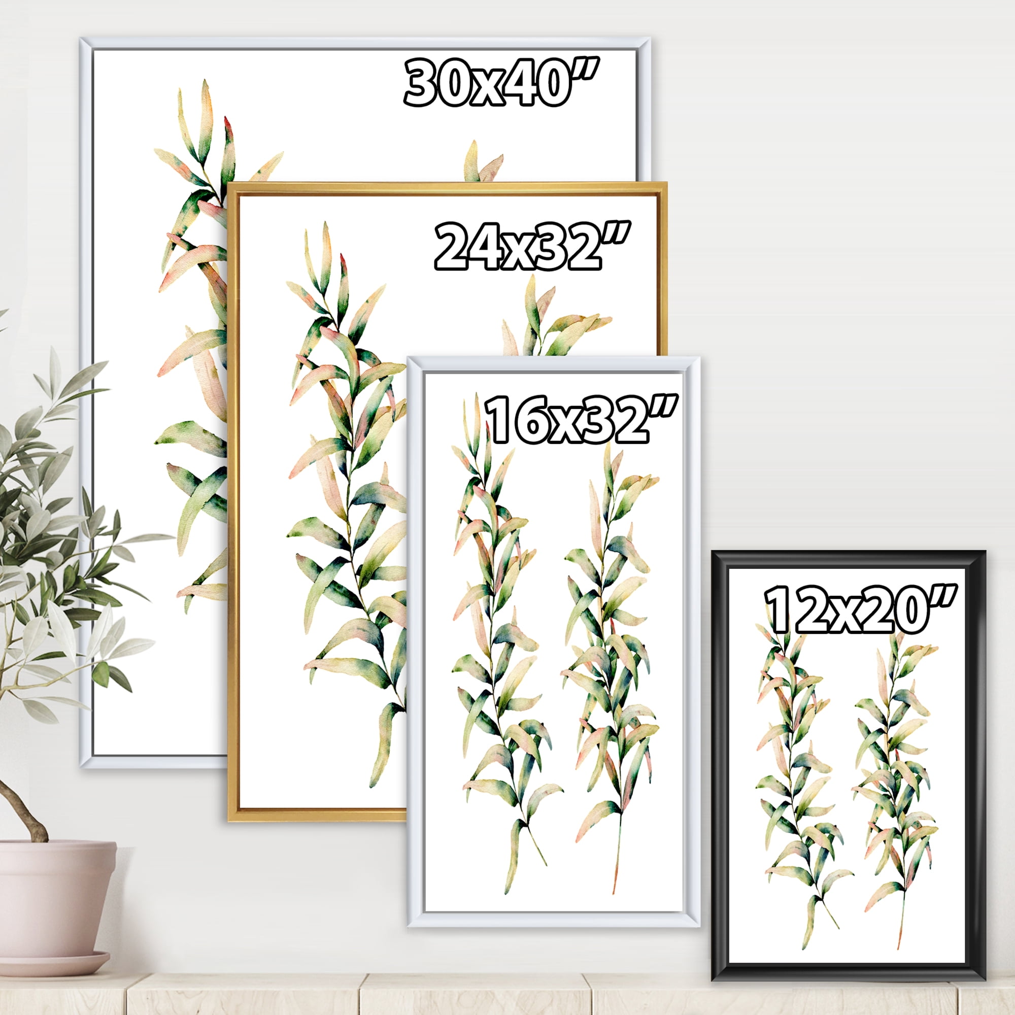 Designart 'Autumn Branches of Grass ' Traditional Framed Canvas Wall Art Print