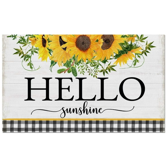 CounterArt "Hello Sunshine Check" Indoor/Outdoor Entryway Mat 29.5" by 17.75"