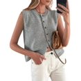 thumbnail image 1 of Chaleco de Punto sin Mangas con Botones PRETTYGARDEN Gris XXL, 1 of 9
