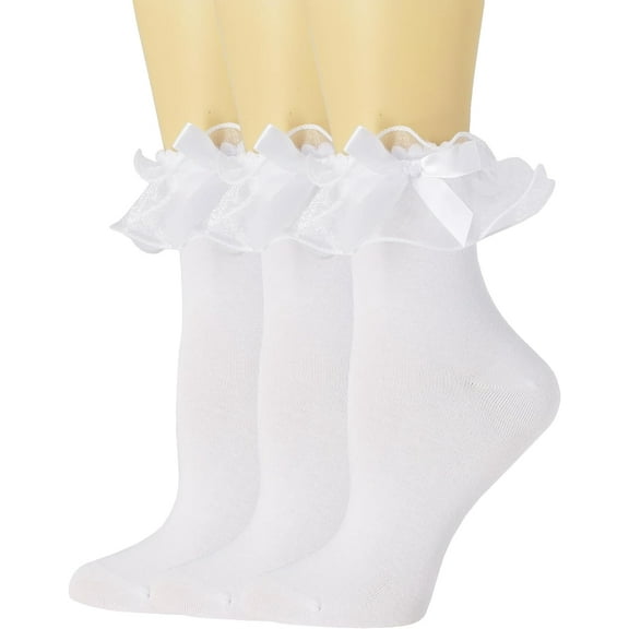 Women Lace Ankle Socks Ruffle Frilly Cotton Socks Trim Lace,Anklet socks Dress Socks Women or Girls,H04
