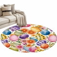 thumbnail image 2 of Easter Colorful Eggs 3ft Area Rug, Farmhouse Floral Polka Dot Washable Non-Slip Small Round Rugs for Entryway Bedroom Kitchen, Soft Circle Carpet for Dining Room, Playroom Nursery Rug, 2 of 9