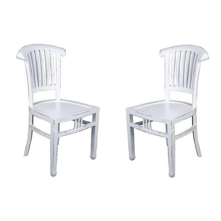 Set Whitewash - Sunset Trading CC-CHA006LD-WW-2 Cottage Slat Back Chair, Whitewash - Set of 2