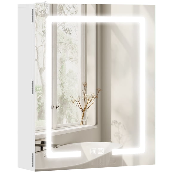 HOMCOM Bathroom Medicine Cabinet with Lights, Mirror Cabinet with Demister