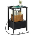 thumbnail image 2 of Bedroom Beside Nightstand Table End Table w/Sliding Drawer Power Outlets Black, 2 of 8