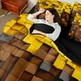 thumbnail image 4 of Homewish Brown Yellow Plaid Grid 7pcs Bedding Comforter Set For Boys Girls,Futuristic Cubes Queen Bedding Sets Super Cozy,Abstract Geometric Queen Sheet Sets,Super Cozy Room Decor,Reversible, 4 of 8