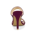 thumbnail image 2 of BLISSFUL STEP Women's Open Toe Stiletto High Heel Rhines Mules Sandals Burgundy 9, 2 of 7