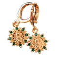 thumbnail image 1 of Aretes pequeños colgantes Virgen de Guadalupe con zirconias verdes, 1 of 3