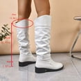 thumbnail image 5 of Women's Knee High Boots Tall Slouch Lace Up Boots Fall Boots Pull on,Color:White,Size:8, 5 of 8
