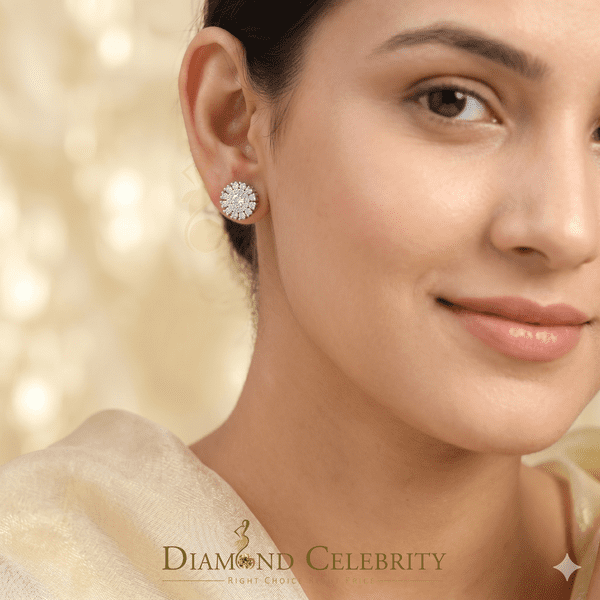 King of Blings Floral Stud White D Moissanite Earrings 1.00 ct. t.w. 925 Sterling, Sterling Silver