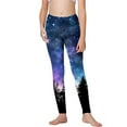 thumbnail image 4 of Odeerbi 3-8 Years Kids Girls Leggings Starry Sky Print Stretchy Tights Compression Pants Summer Starlit High Waist Soft Pantyhose, 4 of 5