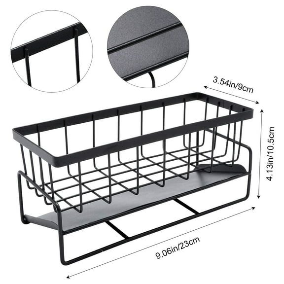 Stainless Steel Black Rustproof Kitchen Sink Organizer, Sponge & Dishcloth Rack with Soap Dispenser, Countertop Storage Holder