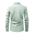 thumbnail image 3 of CTPDG Stretch Mens Dress Shirts Solid Color Turndown Collar Long Sleeve Wrinkle-Free Formal Shirt Business Casual Muscle Fit Button down Shirts Light Green XL, 3 of 8